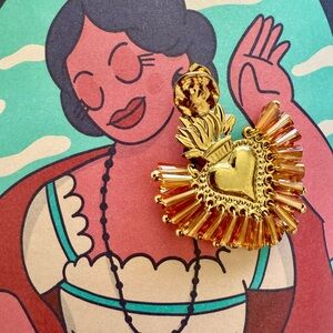 Gold Heart Radiant Statement Earring - Women's Jewelry